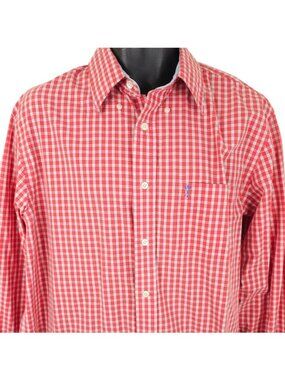 Arrow Plaid Shirt Mens Size Medium Red Plaid Casual Long Sleeves